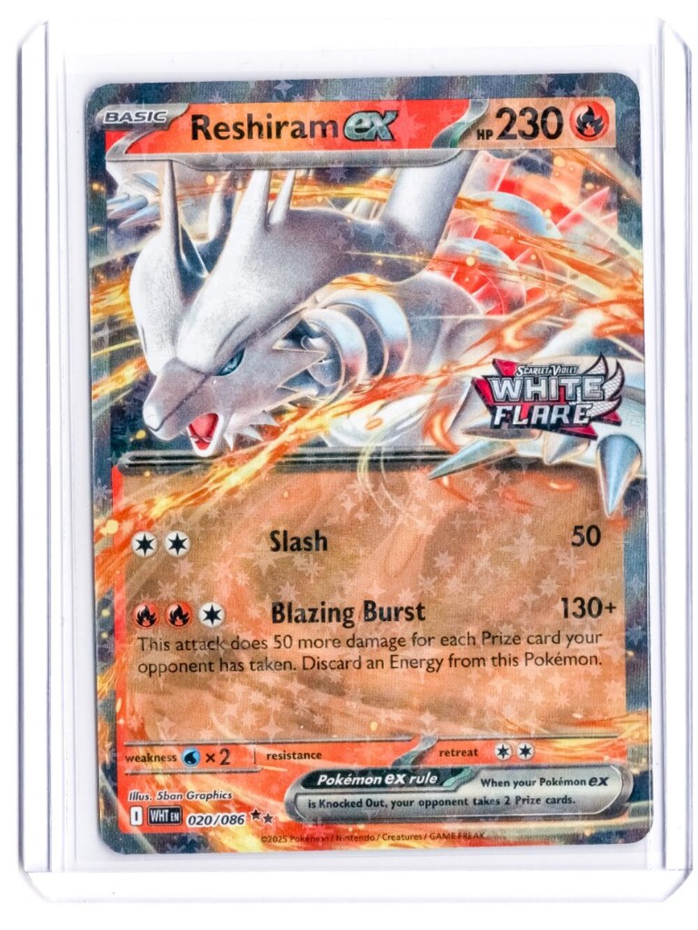 Reshiram 020/086 EX Black Star Promo White Flare NM Pokemon Trading Card